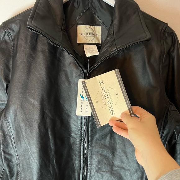 1990s Sears Classic Black Leather Jacket - Picture 2 of 6